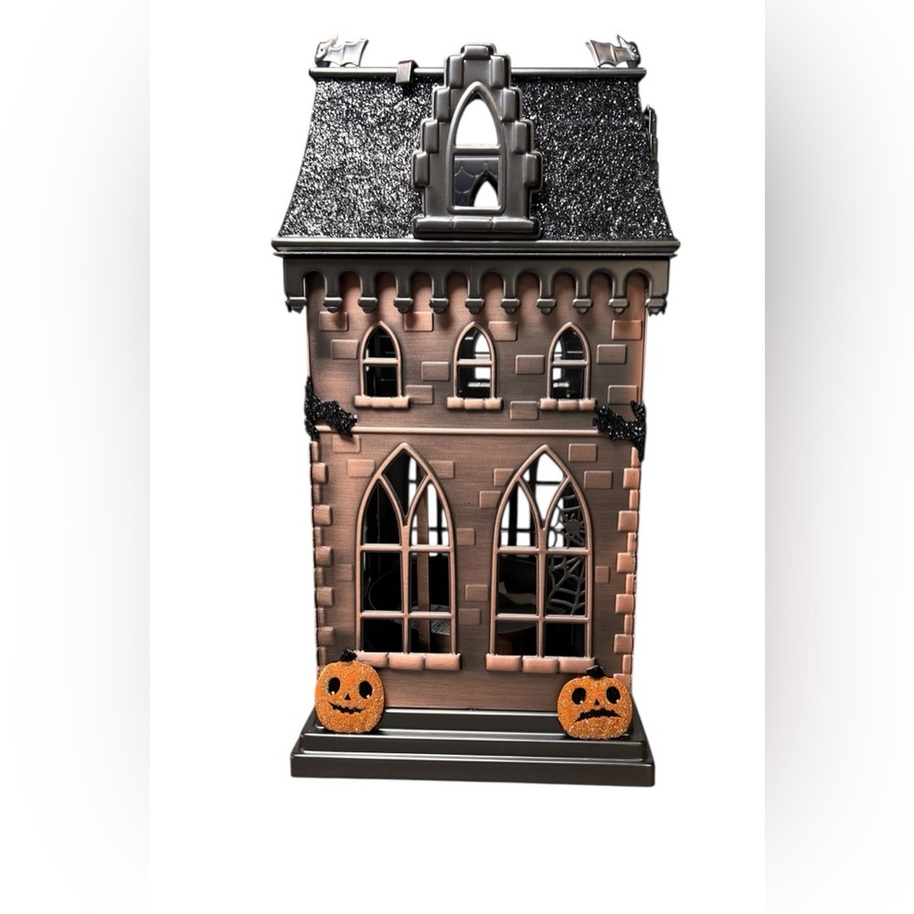 Bath & Body Works NEW Metal Halloween HAUNTED HOUSE Luminary 3Wick Candle Holder